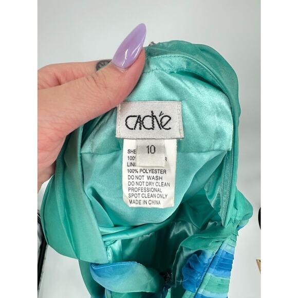 Vintage Cache Sweetheart Backless Jewel Formal Maxi Prom Dress Y2K Fairy Size 10 - Picture 9 of 11